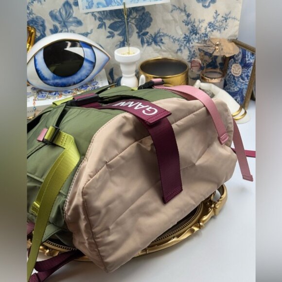 🆕 GANNI 🧿 NWT Recycled Tech Backpack, Kalamata Green & Purple/Pink - Picture 7 of 11